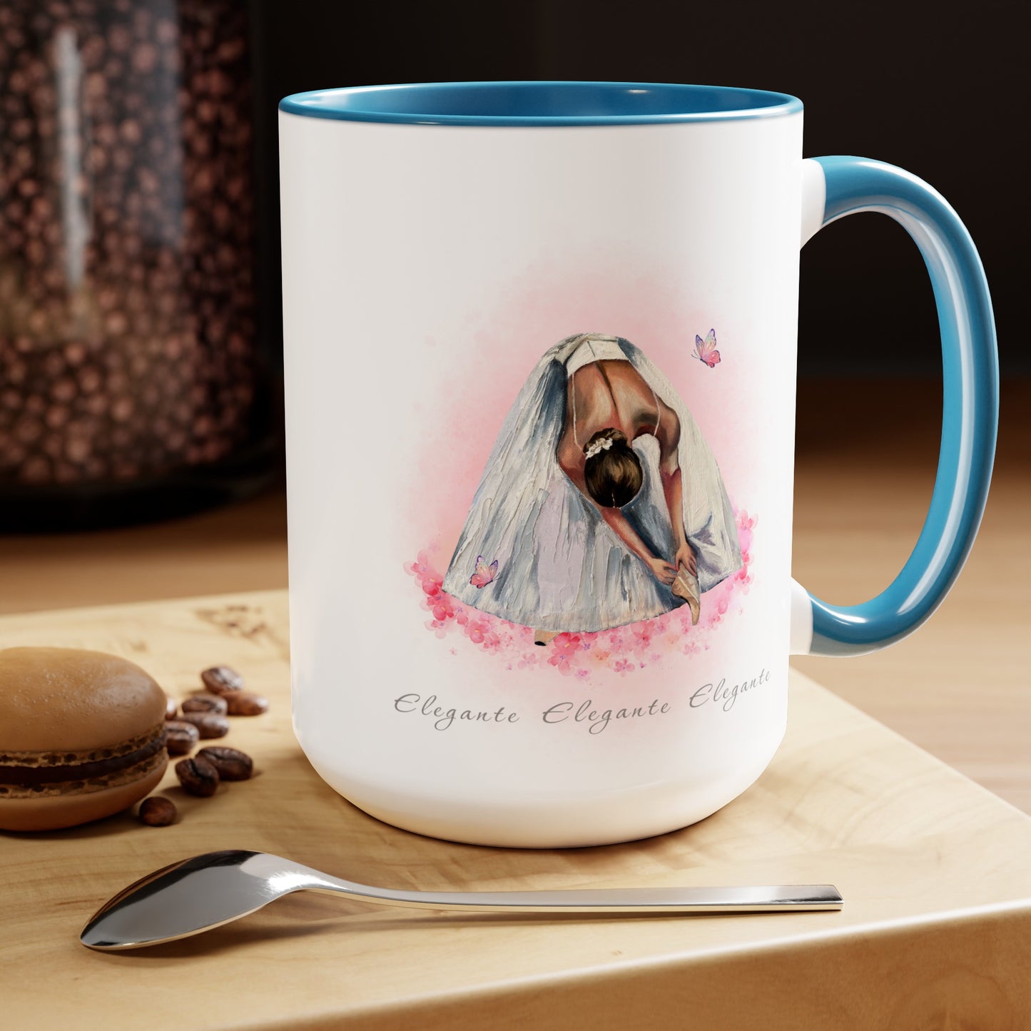 Two-Tone Coffee Mugs, 15oz - Ballerina Elegante -