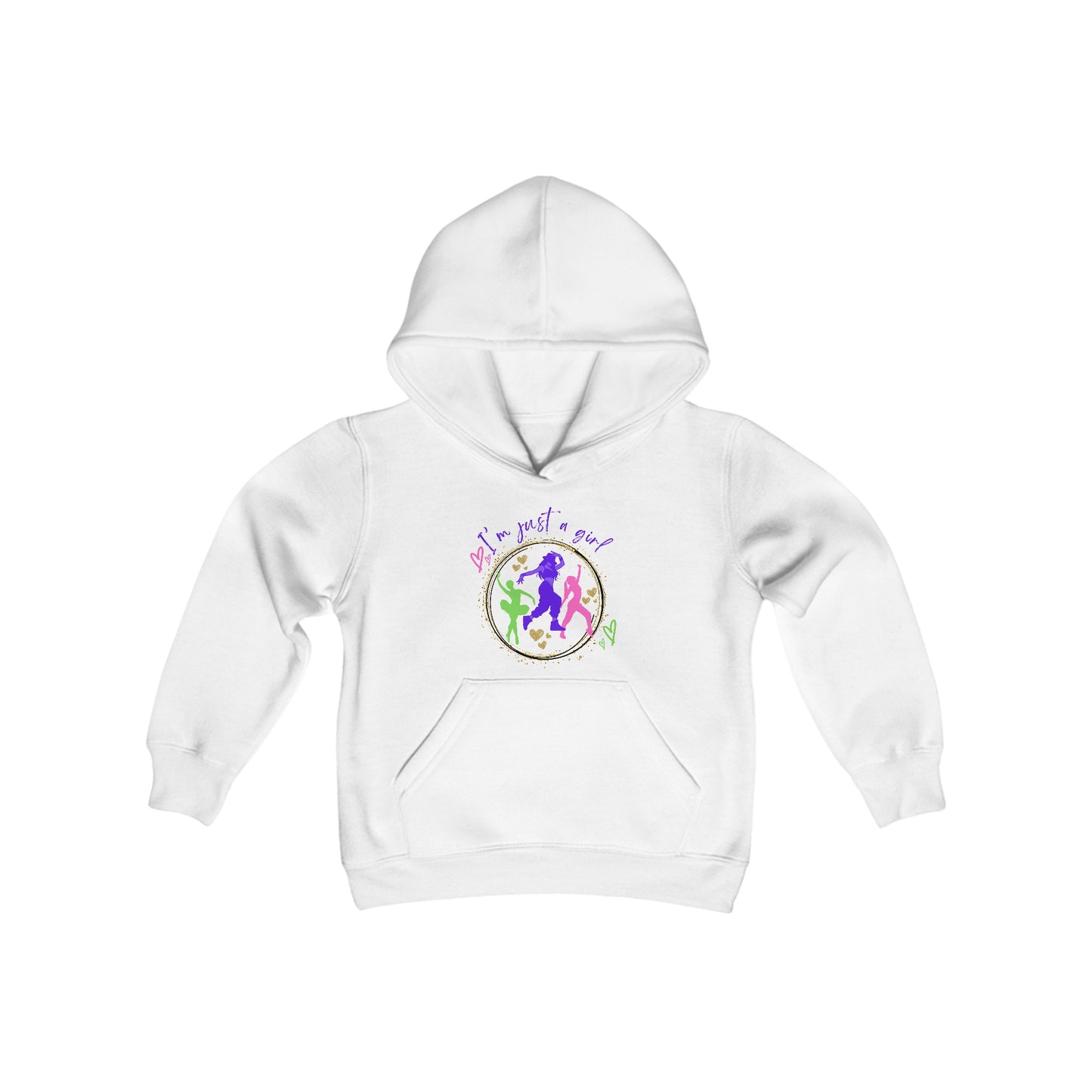 Youth Heavy Blend Hooded Sweatshirt for Dancers - I'm Just A Girl Who Loves To Dance -