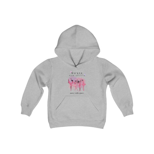 Youth Hoodie - "Dance with Passion, Move with Grace" for Young Dancers - Grey