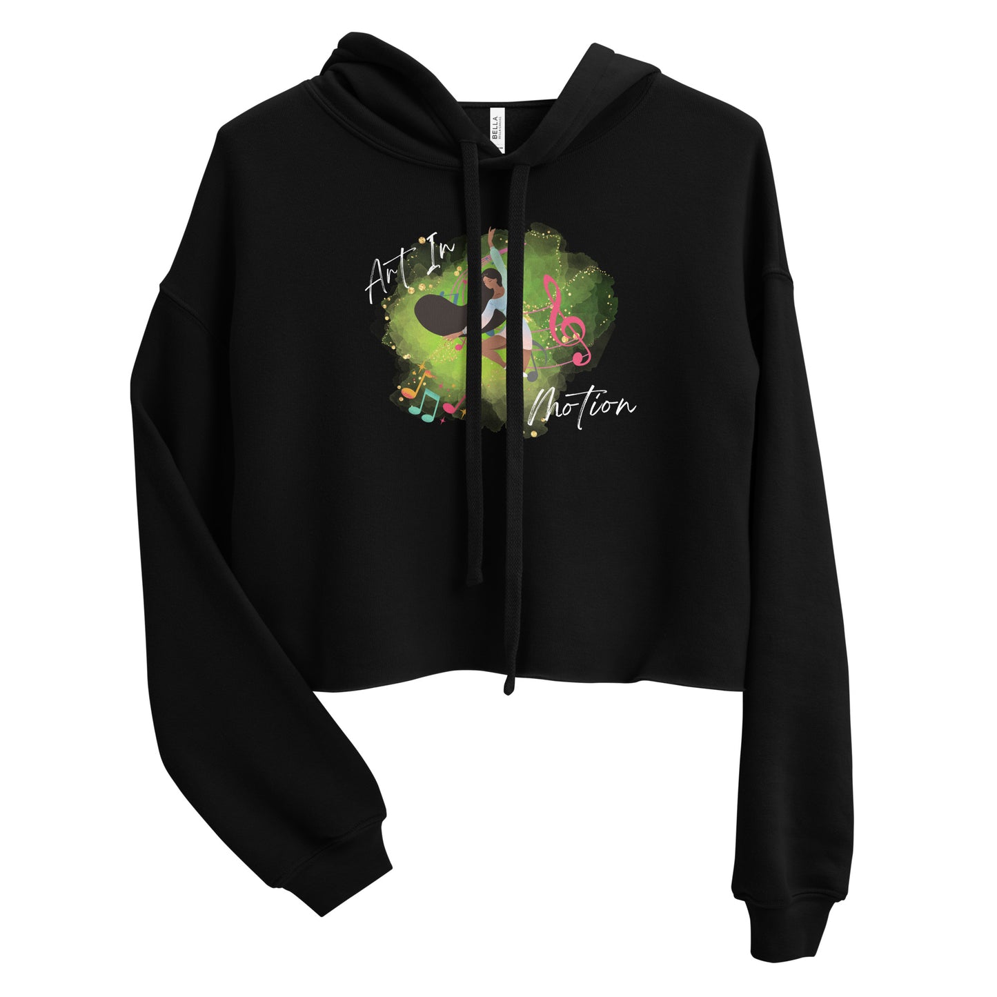 Crop Hoodie for dancers - Art in Motion | black and military green.