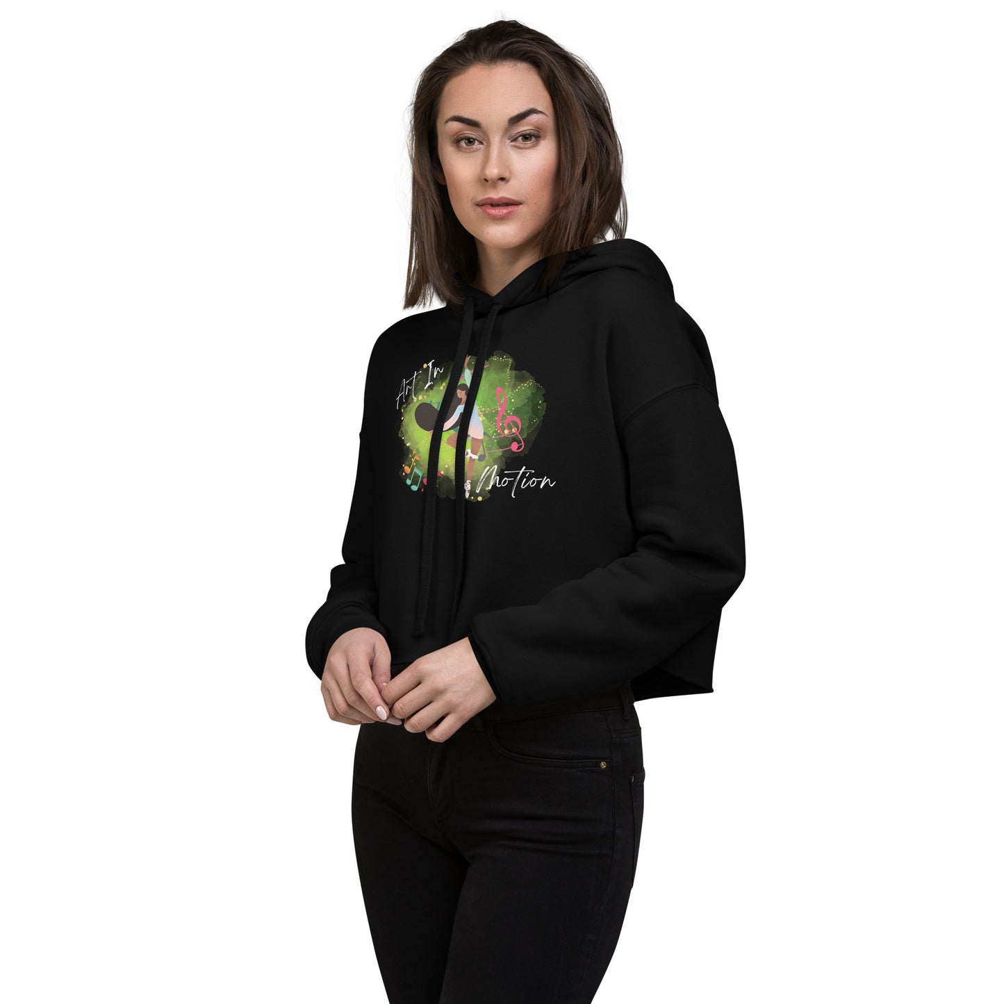 Crop Hoodie for dancers - Art in Motion | black and military green.