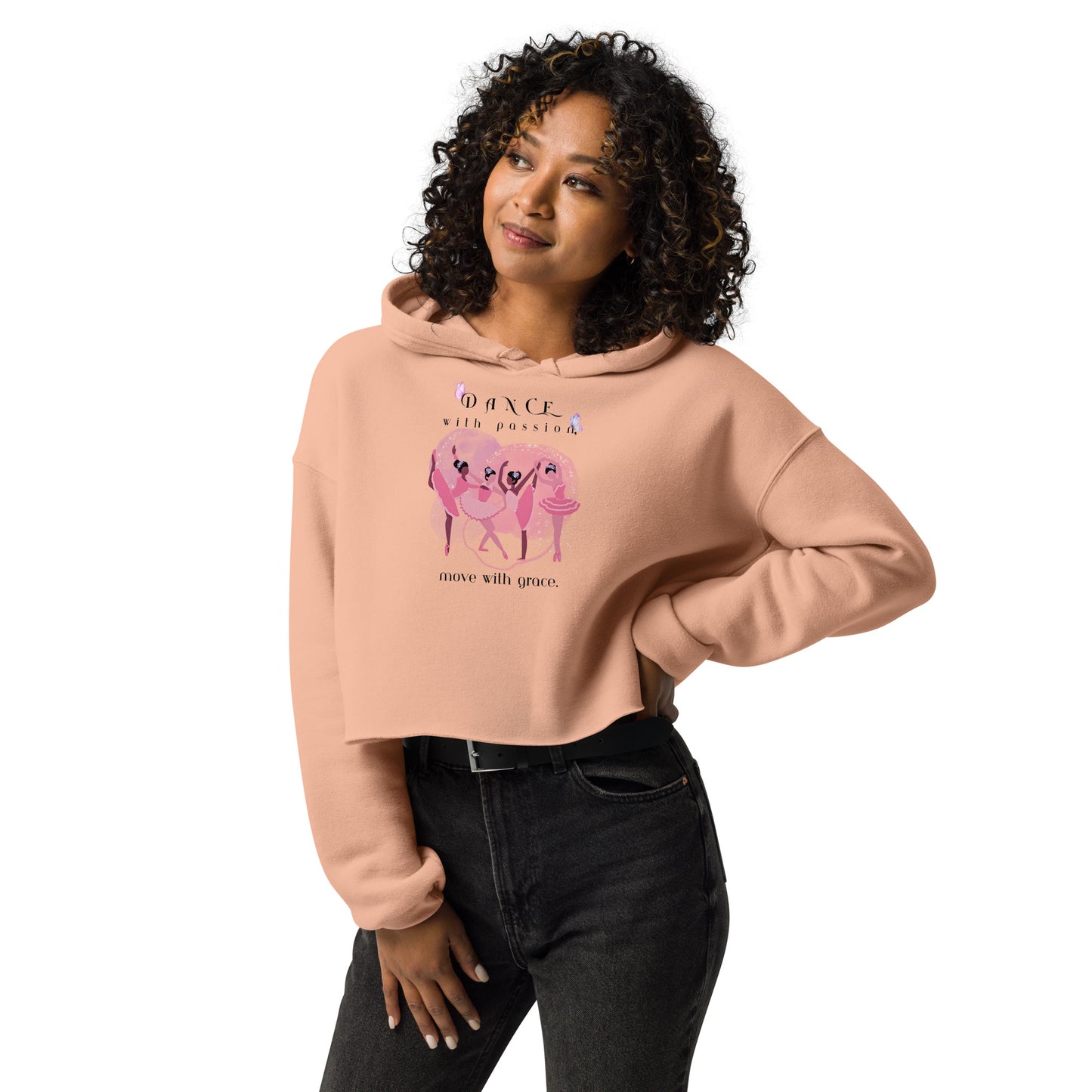 Elevate Your Look with the "Dance with Passion, Move with Grace" Cropped Hoodie